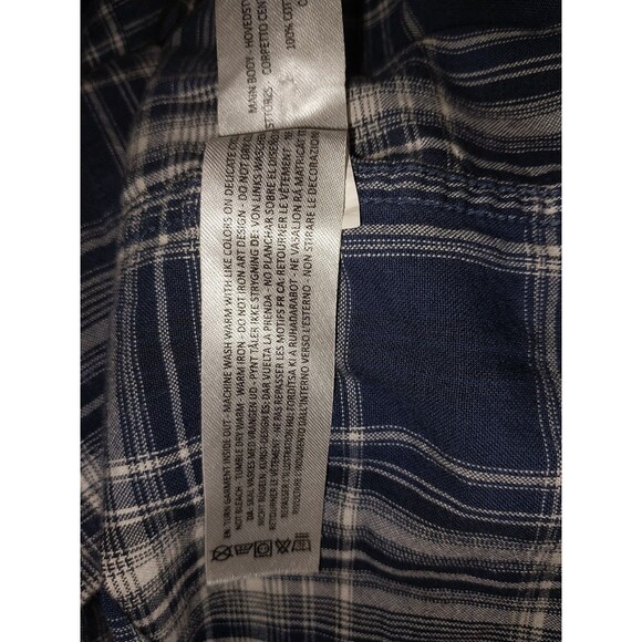 Ariat Shirt Mens Large Blue Plaid Heavyweight Retro Fit Pearl Snap Work - Picture 7 of 8